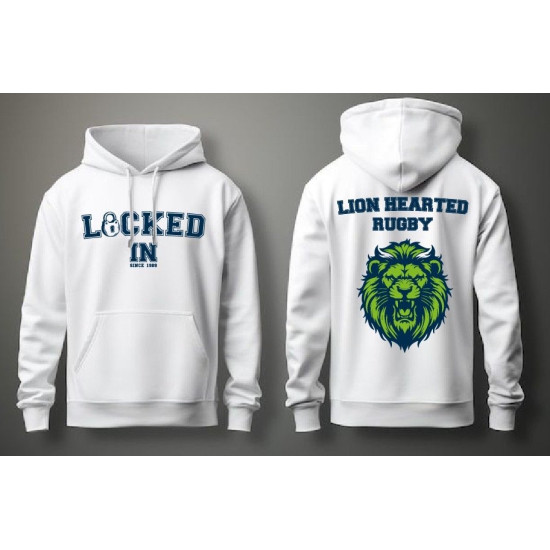 LOCKED IN LionHearted Hoodies -White