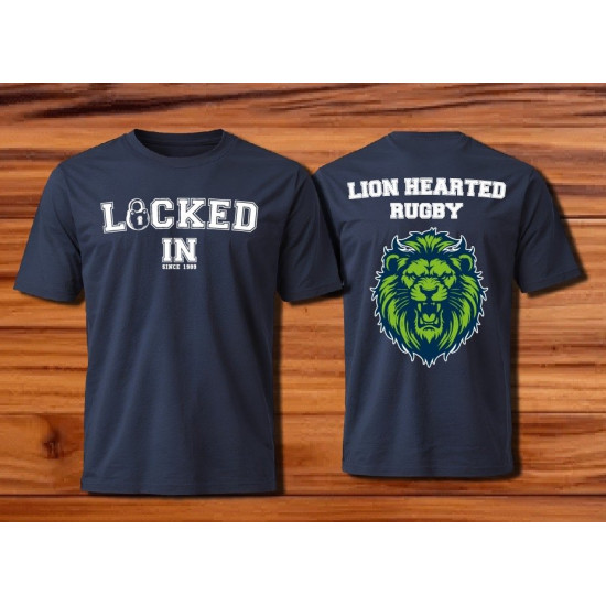LOCKED IN LionHearted T-shirts -Navy Blue LOCKED IN LionHearted T-shirts -Navy Blue