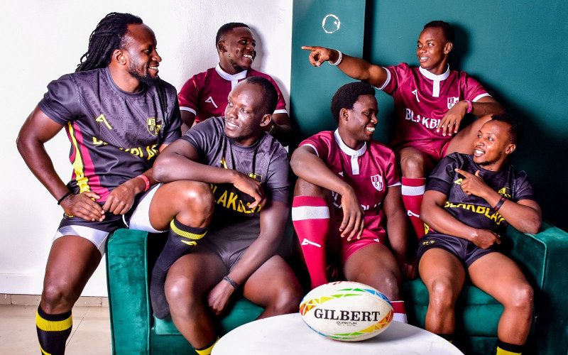 Rugby team in custom kits